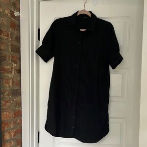Old Navy Black Casual Button Down Linen Dress